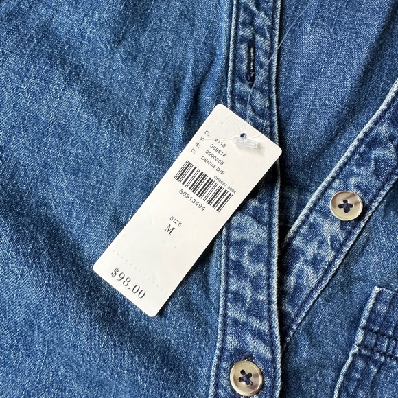 Aly Chambray Henley Shirt | Anthropologie Pilcro | Denim Dark | Medium - Picture 4 of 6